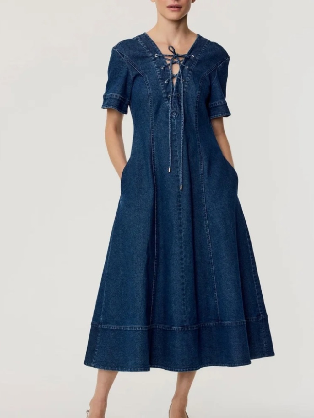 Toccin Dahlia Denim Midi Dress size 4 NWT $595